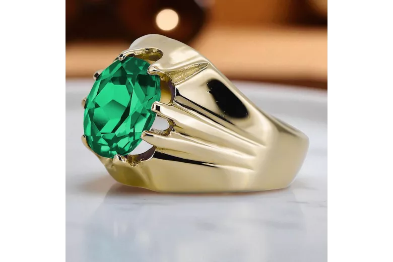 Smarald Aur galben 14K Inel Vintage bijuterii vrc016y